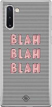 Samsung Note 10 hoesje siliconen - Blah blah blah | Samsung Galaxy Note 10 case | blauw | TPU backcover transparant