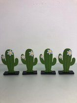 Decoratieve beelden van stof en hout (cactus) - set van 4 stuks
