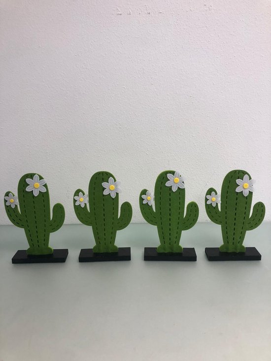 servet hulp Doe het niet Decoratieve beelden van stof en hout (cactus) - set van 4 stuks | bol.com
