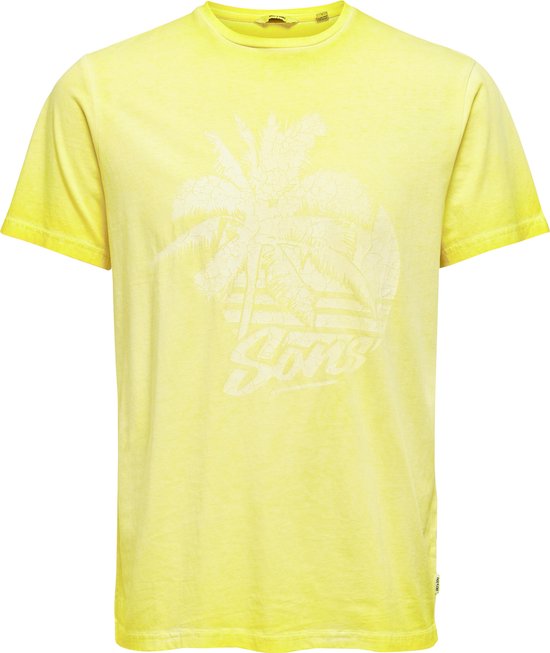 Only & Sons Pimmit Heren T-shirt - Geel - Maat L
