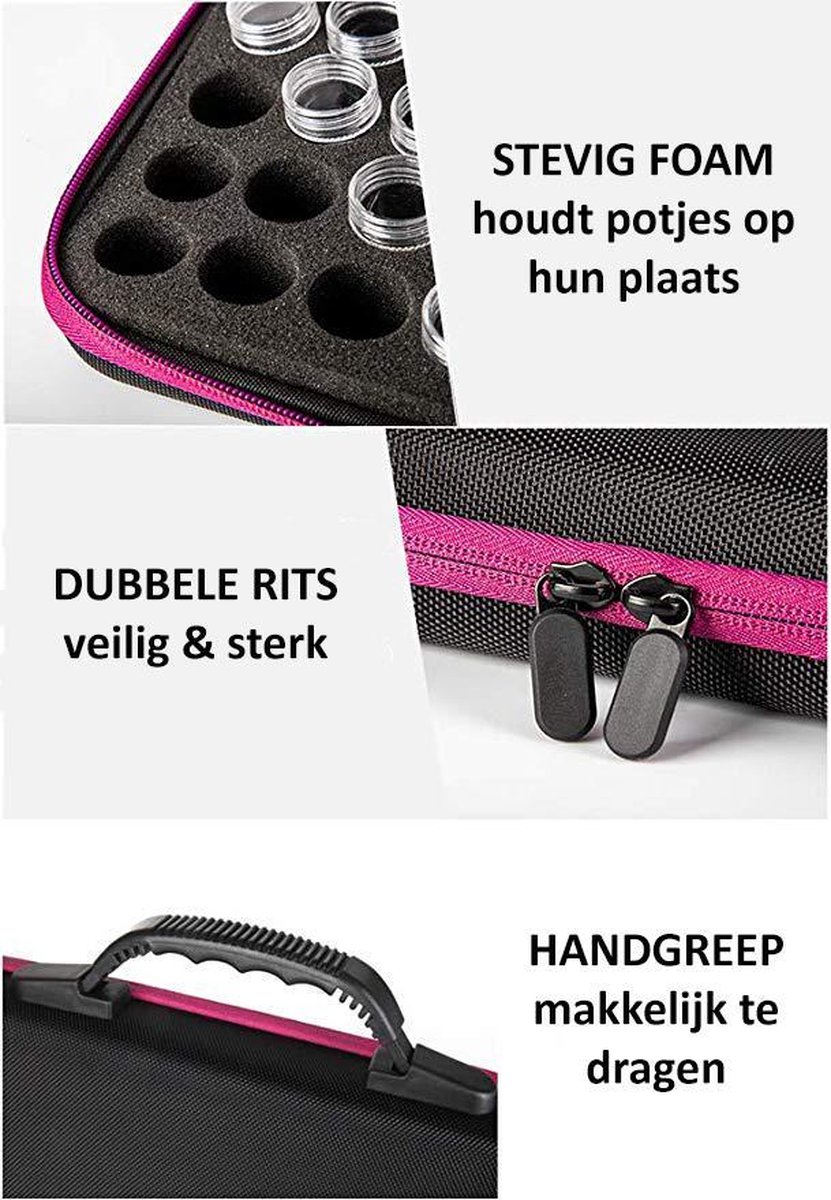 Vitamo™ Premium Diamond Painting Opbergkoffer met 60 Ruime Sorteerpotjes en Opbergvak + Gratis Stickers - Opbergdoos - Sorteerdoos - Schroefdop Potjes - Steentjes Sorteren - 32x22,5x7cm - Blauw — afbeelding 8
