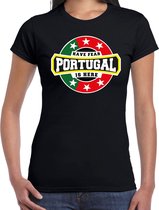 Have fear Portugal is here t-shirt met sterren embleem in de kleuren van de Portugese vlag - zwart - dames - Portugal supporter / Portugees elftal fan shirt / EK / WK / kleding XL