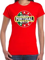 Have fear Portugal is here t-shirt met sterren embleem in de kleuren van de Portugese vlag - rood - dames - Portugal supporter / Portugees elftal fan shirt / EK / WK / kleding M