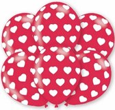 30x stuks party ballonnen met hartjes motief 27.5 cm - Valentijn en I love You feestartikelen