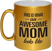 This is what an awesome mom looks like tekst cadeau mok / beker - goud - Moederdag - 330 ml
