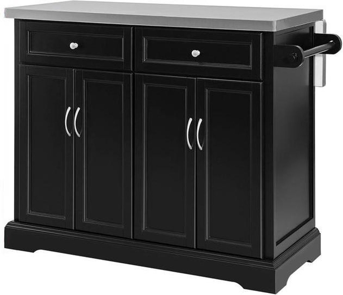 SoBuy Keukenkast - Keukeneiland - Roestvrij staal - 115x92x46-71 cm