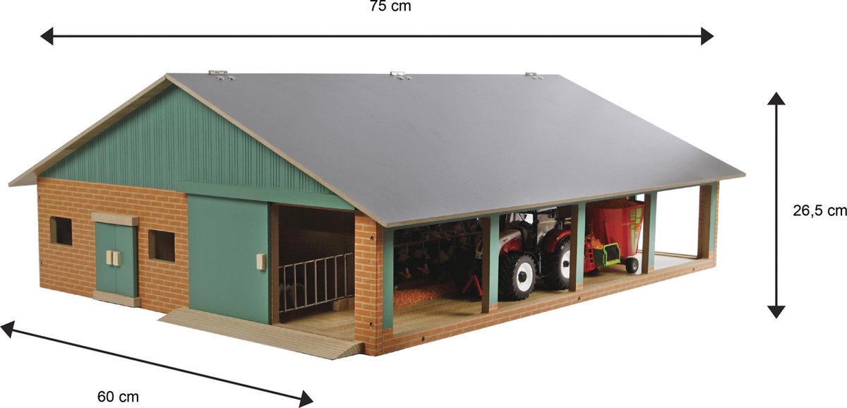 Kids Globe Ligboxenstal Hout Met Melkunit 1:32 — afbeelding 16