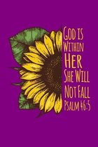 God Is Within Her She Will Not Fall: 6''x9'' Portable Christian Journal Notebook with Christian Quote: Inspirational Gifts for Religious Men & Women (Ch