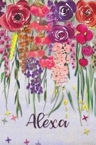 Alexa: Personalized Lined Journal - Colorful Floral Waterfall (Customized Name Gifts)