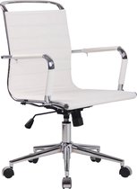 Bureaustoel - Bureaustoelen voor volwassenen - Modern - In hoogte verstelbaar - Leer - Wit - 57x62x103 cm