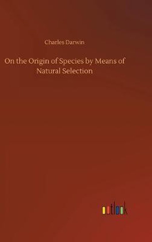 Boek "On the Origin of Species by Means of Natural Selection" van Charles Darwin, met een bruine achtergrond.