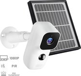Beveiligingscamera - 100% draadloze Camera - wifi Camera -  oplaadbaar met zonne-energie - inclusief zonne-energiepaneel - overal te plaatsen - IP65 weerbestendig - PIR bewegingsce