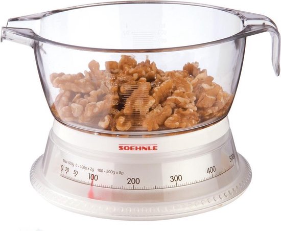 Soehnle keukenweegschaal Vario - analoog - incl. kom - tot 500 gram - wit - Soehnle