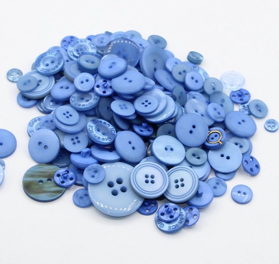 250 gram diverse knopen gemengde maten en materiaal. Kleur lichtblauw |  bol.com