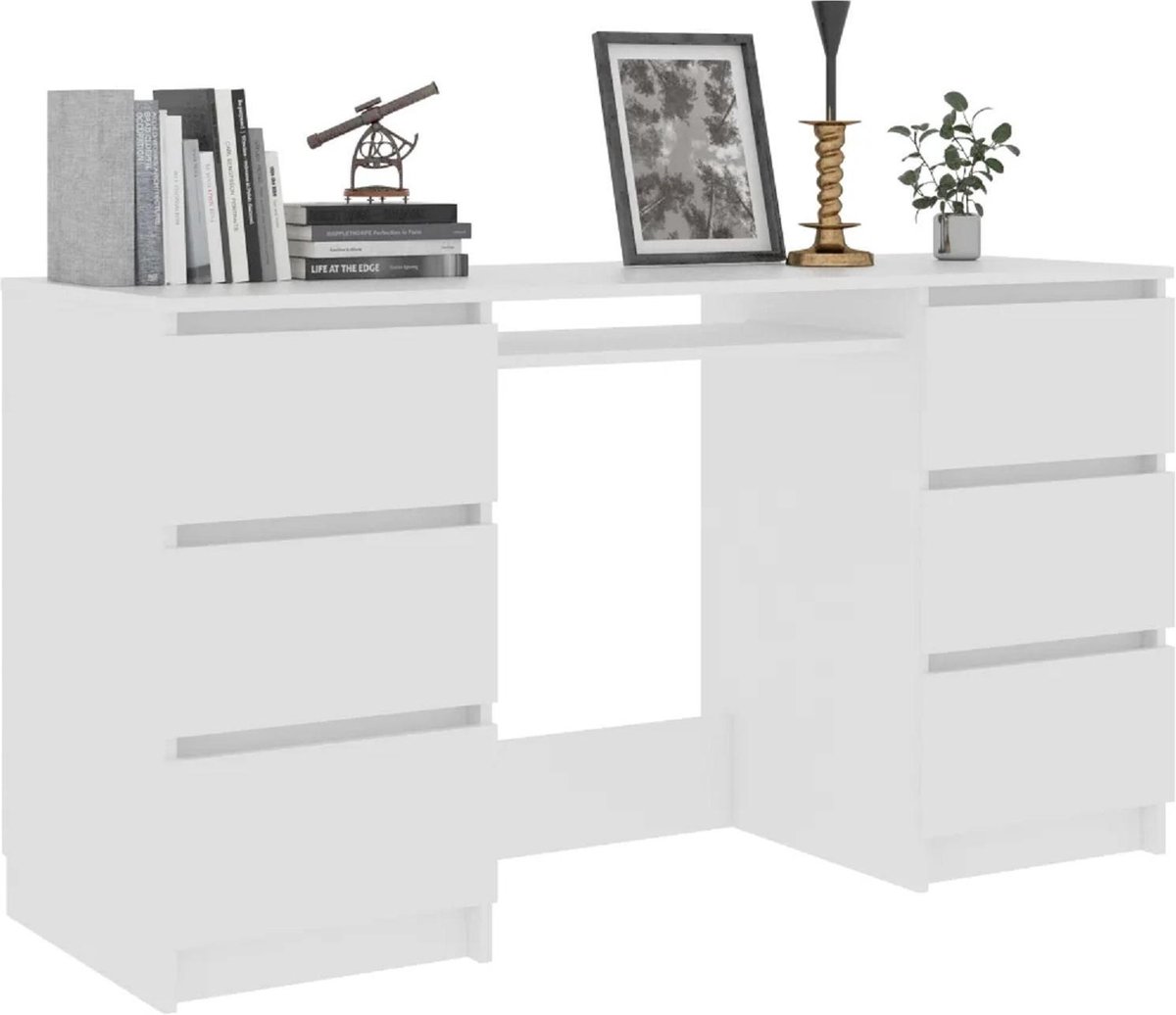 Merkloos Sans marque Bureau Schrijftafel Wit 140x50x77 cm