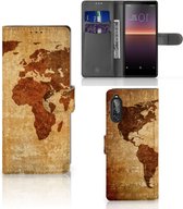 Telefoonhoesje Sony Xperia 10 II Wallet Bookcase Wereldkaart