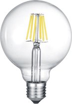 Lampe LED - Filament - Trion Globin - Raccord E27 - 6W - Blanc Chaud 3000K - Transparent Clair - Aluminium