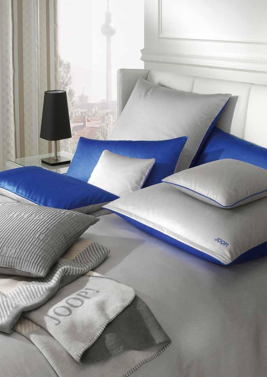 Joop! Bedovertrekset van hoogwaardige kwaliteit 135x200 blauw-wit katoen satijn