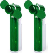 Set van 4x stuks zak ventilators/waaiers groen met water verstuiver - Mini hand ventilators van 16 cm
