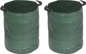 2x stuks groene tuinafvalzakken opvouwbaar 120 liter - Tuinafvalzakken - Tuin schoonmaken/opruimen - Tuinonderhoud