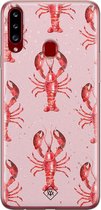 Samsung A20s hoesje siliconen - Lobster all the way | Samsung Galaxy A20s case | Roze | TPU backcover transparant