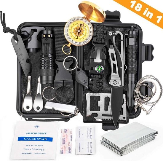 18 In 1 Survival Kit Multitool Noodpakket Multitool Zaklamp Met 18 In 1 Survival Kit Multitool Noodpakket Multitool Zaklamp Met