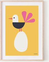 Mamahoela Babykamer Kinderkamer Poster 50 x 70 cm Ei en Vogel Geel