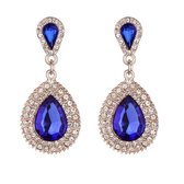 Oorbellen dames | oorhangers dames | elegante oorbellen dames | goudkleurig | blauwe oorbellen | oorbellen ingelegd met steentjes | cadeau voor vrouw |