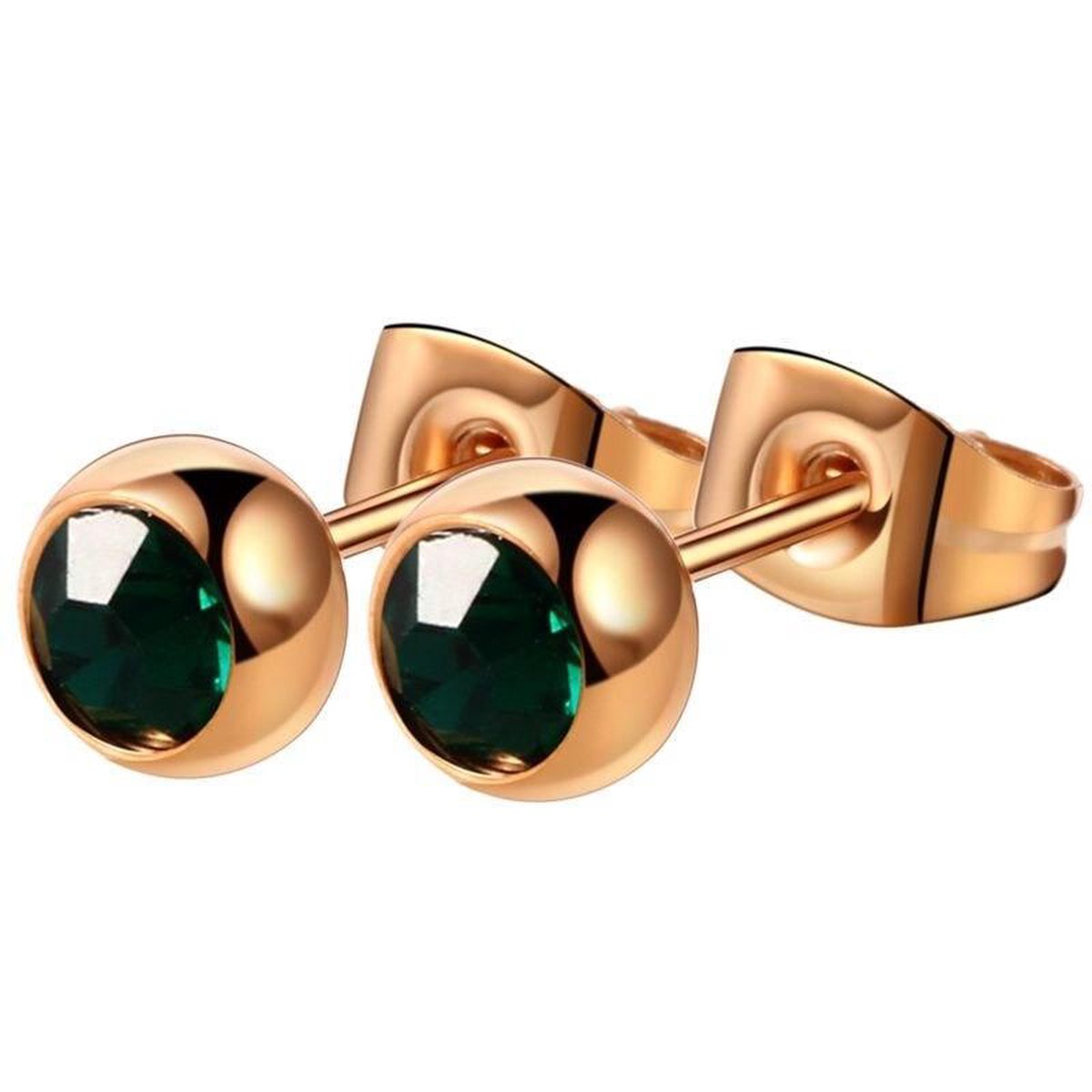 Oorstekers - goudkleurig - groene oorbel - cadeau voor vrouw - Liefs Jade
