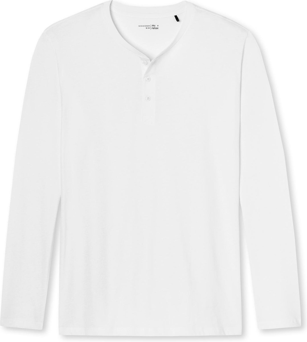 Schiesser M&R Heren T-Shirt - 1/1 Arm - Wit - R-Hals knoopsluiting- Maat M