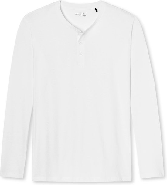 SCHIESSER Mix+Relax T-shirt - lange mouw O-hals met knoopjes - zwart -  Maat: