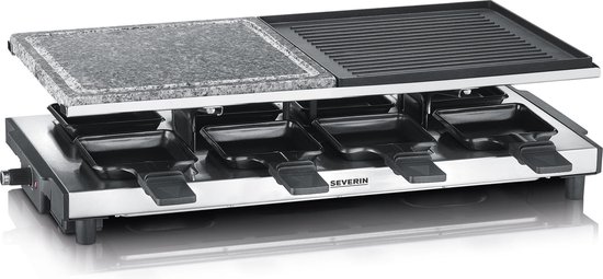 Severin RG 2373 Raclettegrill met natuurlijke grillsteen en grillplaat zilver — afbeelding 4