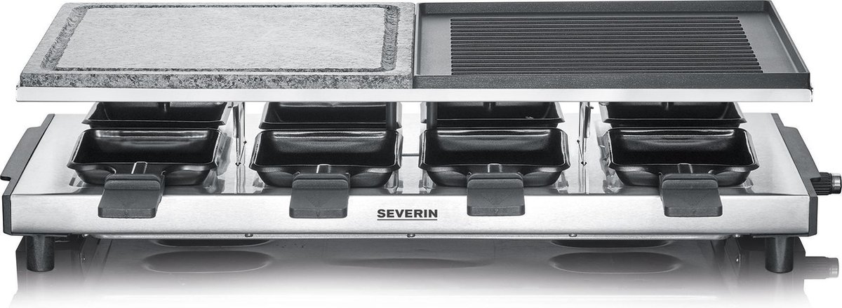 Severin RG 2373 - Raclettegrill - zilver met natuurlijke grillsteen