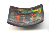 schaaltje - 15 x 15 cm - aardewerk en glasmozaiek - color dark mix - fairtrade