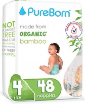 PureBorn Bamboe luiers - Maat 4 (7-12kg) - 48 stuks | Grapefruit