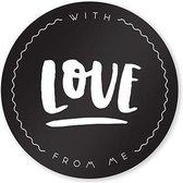 Sluitstickers With Love cadeaustickers zwart wit Met liefde sluitzegels stickers rond 4,5 cm set 10 stuks