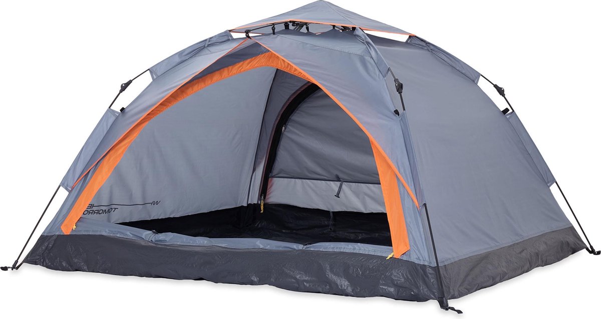 Lumaland Pop Up Tent Werptent Voor Met 2 Ingangen 210 X 190 X 110 Cm - Grijs - 3 Persoons