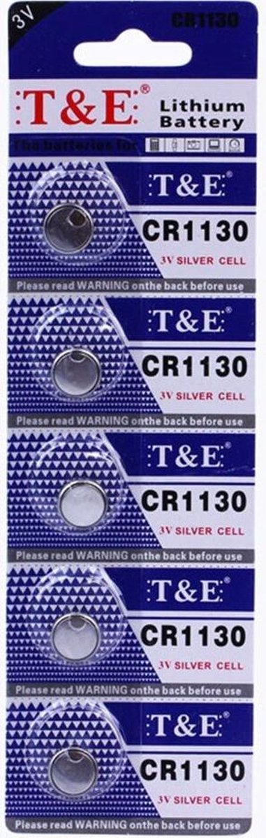 5 Stuks - T & E CR1130 Knoopcel Batterijen - Lithium - Silver Cell - 3 V
