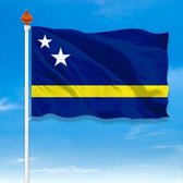 Curacao Vlag - Grote Curacaose Antilliaanse Antillen Flag - Vlaggenmast Vlag - Van 100% Polyester - UV & Weerbestendig - Met Versterkte Mastrand & Messing Ogen - 90x150 CM