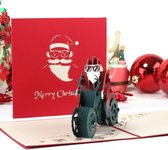 3D popupkaart - Kerstkaart Kerstman op motor pop-up wenskaart