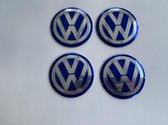 Set van 4 Volkswagen naafdopstickers - embleem - 56mm - blauw