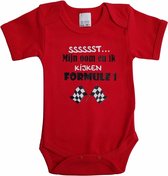 Rode romper met "Sssssst... Mijn oom en ik kijken Formule 1" - maat 68 - babyshower, zwanger, cadeautje, kraamcadeau, grappig, geschenk, baby, tekst, bodieke