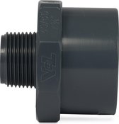 VDL Puntstuk PVC-U 40/50 mm x 3/4" lijmmof/spie x buitendraad 16bar grijs type achtkant