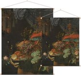 Stilleven met vruchten en een puttertje, Abraham Mignon - Foto op Textielposter - 120 x 160 cm