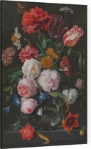 Stilleven met bloemen in een glazen vaas, Jan Davidsz. de Heem - Foto op Canvas - 60 x 90 cm