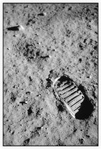 Astronaut footprint (voetafdruk op maanoppervlak) - Foto op Akoestisch paneel - 80 x 120 cm