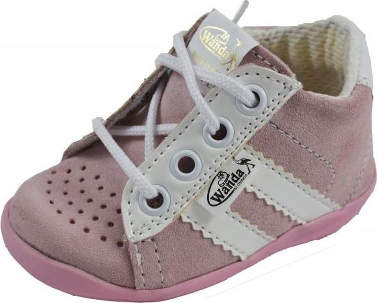 Wanda Leren schoenen licht roze/wit meisje eerste stapjes babyschoenen  flexibel sneakers maat 19 - Schoenen.nl