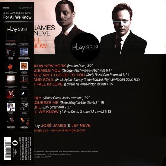 Jose James & Jef Neve For All We Know (LP), José James & Jef Neve