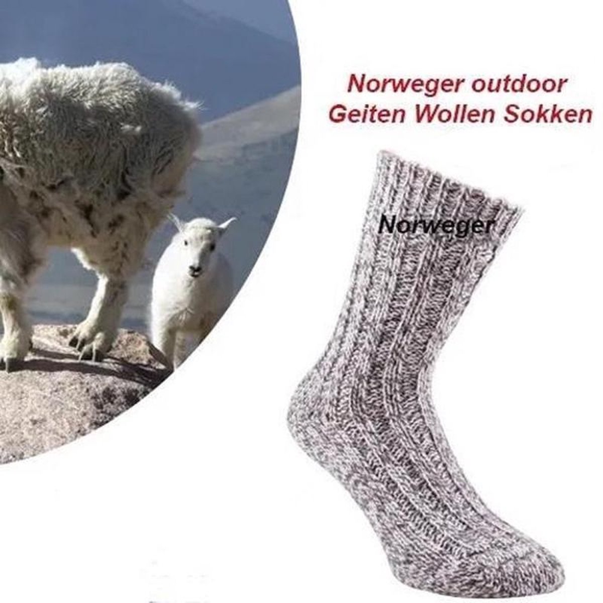 Geiten Wollen Noorse Sokken 5040 - Grijs - 35-38 | bol