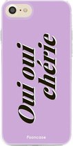 Fooncase Hoesje Geschikt voor iPhone 7 - Shockproof Case - Back Cover / Soft Case - Oui Oui Chérie / Lila Paars & Wit